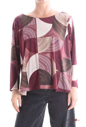 Blouse avec boucle manches longues à Imprimé Géométrique