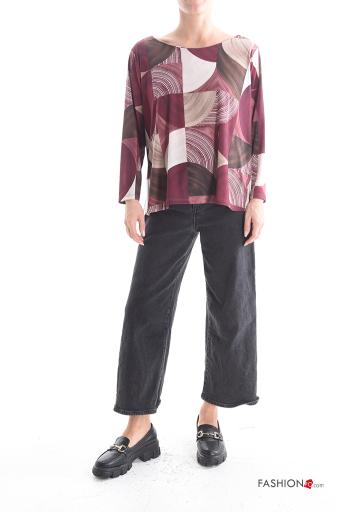 Blouse avec boucle manches longues à Imprimé Géométrique - ph 5
