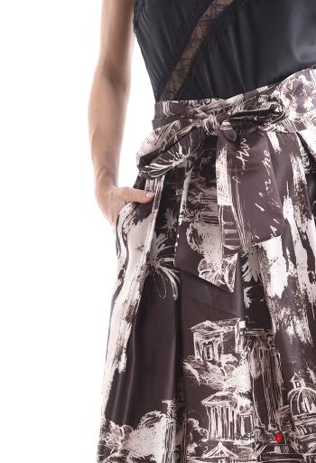 Gonna Longuette Fantasia stampata con tasche con fiocco - ph 4