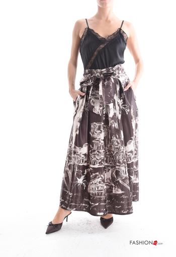 Gonna Longuette Fantasia stampata con tasche con fiocco - ph 5