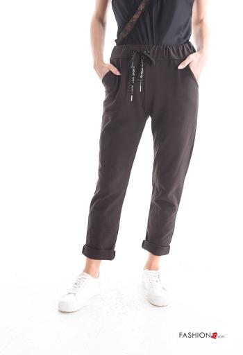 napped Cotton Joggers with pockets with drawstring - ph 1