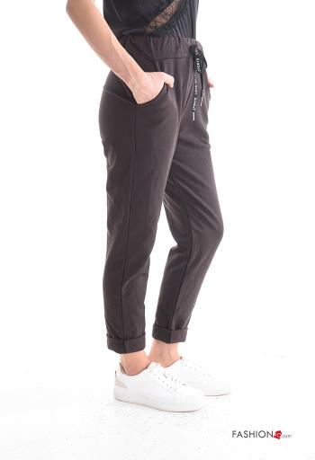 napped Cotton Joggers with pockets with drawstring - ph 3