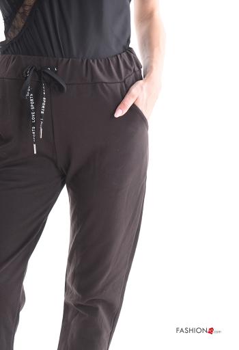 napped Cotton Joggers with pockets with drawstring - ph 4