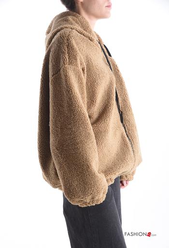 Sweatshirt Teddy com cordão com capuz com fecho com bolsos - ph 3