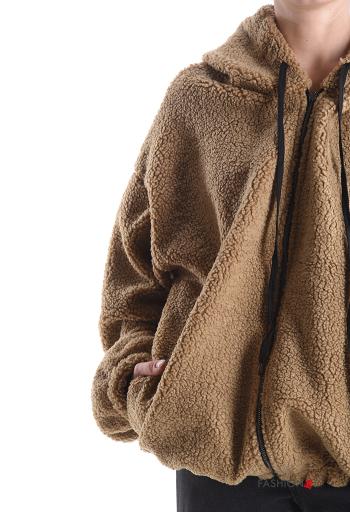 Sweatshirt Teddy com cordão com capuz com fecho com bolsos - ph 4