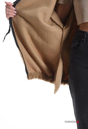 Sweatshirt Teddy com cordão com capuz com fecho com bolsos - ph 6