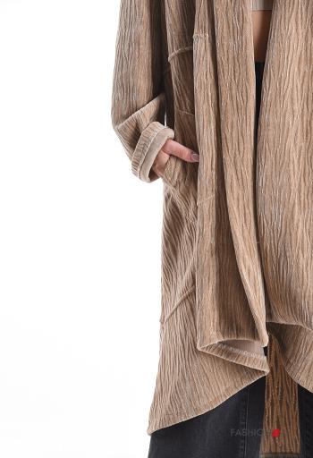 Casaco comprido de veludo oversize com bolsos - ph 4