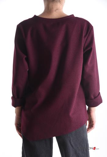 Houndstooth long sleeve crew neck Blouse with bow - ph 2