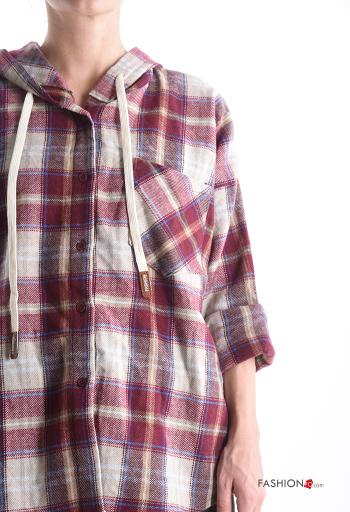 Tartan Wool Mix Shirt with buttons with drawstring with hood - ph 4