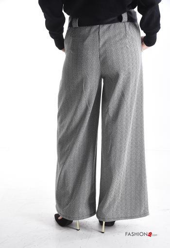 Pantalone wide leg Fantasia geometrica con tasche con nastro - ph 2
