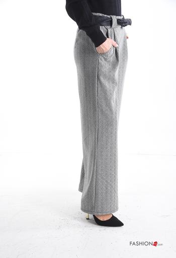Pantalone wide leg Fantasia geometrica con tasche con nastro - ph 3