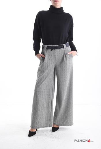 Pantalone wide leg Fantasia geometrica con tasche con nastro - ph 5