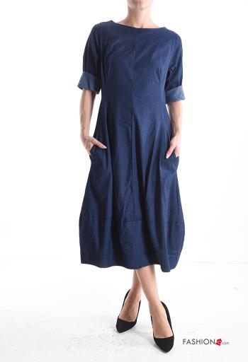 Vestido de Algodón tela vaquera con bolsillos con cremallera