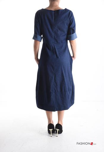 Vestido de Algodón tela vaquera con bolsillos con cremallera - ph 2