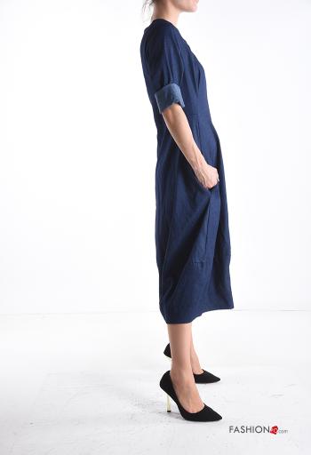 Vestido de Algodón tela vaquera con bolsillos con cremallera - ph 3