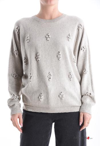 Embroidered long sleeve crew neck Sweater