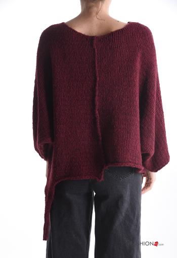 long sleeve crew neck asymmetrical Wool Mix Sweater with knot with split - ph 2