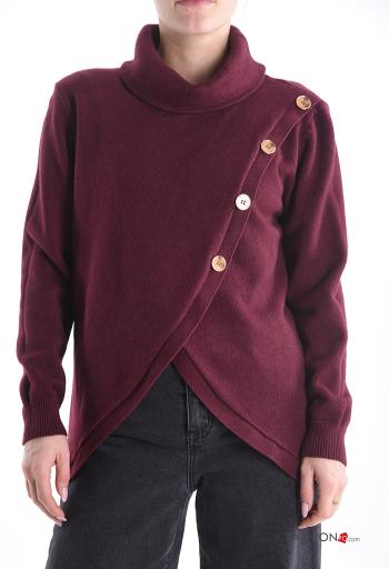 Jersey manga larga asimetrico de cuello alto con botones - ph 1