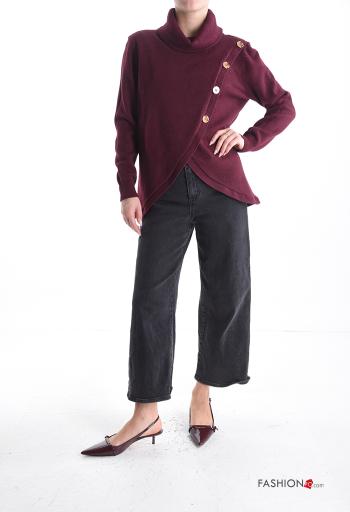 Jersey manga larga asimetrico de cuello alto con botones - ph 5