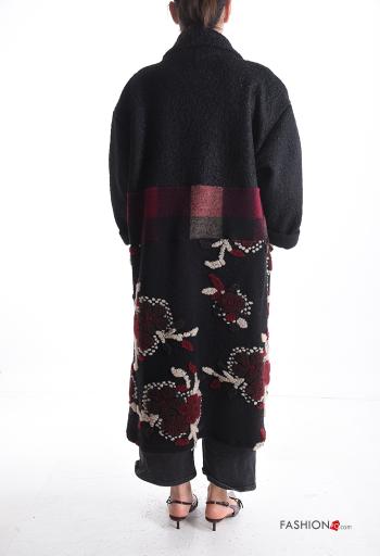Floral oversized Wool Mix Duster Coat with pockets - ph 2