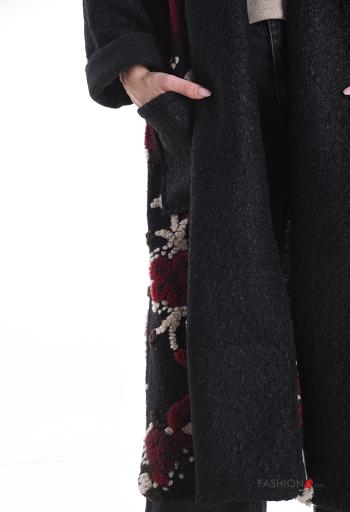 Floral oversized Wool Mix Duster Coat with pockets - ph 4