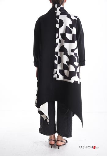 Geometrisches Muster Oversize asymmetrisch Duster-Mantel mit Taschen - ph 2