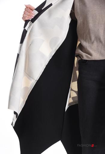 Geometrisches Muster Oversize asymmetrisch Duster-Mantel mit Taschen - ph 5