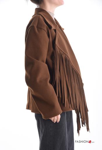 mini with collar Coat with lining with fringe with buttons with pockets - ph 3