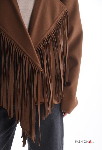 mini with collar Coat with lining with fringe with buttons with pockets - ph 4