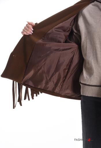 mini with collar Coat with lining with fringe with buttons with pockets - ph 6