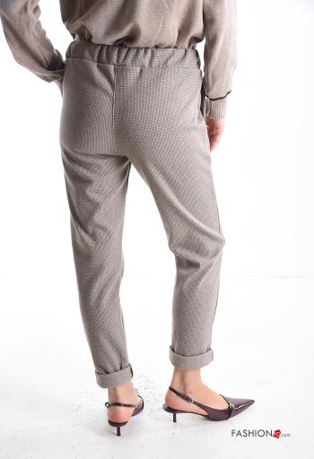 Houndstooth Trousers with pockets with drawstring - ph 2