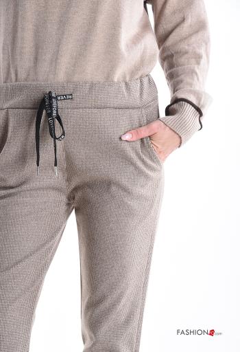 Houndstooth Trousers with pockets with drawstring - ph 4