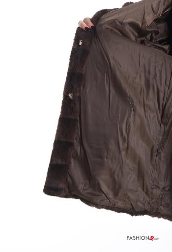 Cappotto pelliccia sintetica con tasche con cintura con cappuccio - ph 6