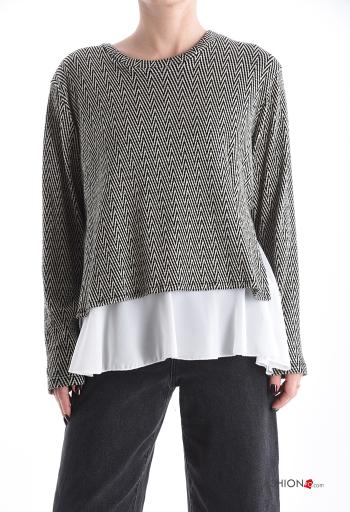 Blouse lurex manches longues Imprimé chevron - ph 1