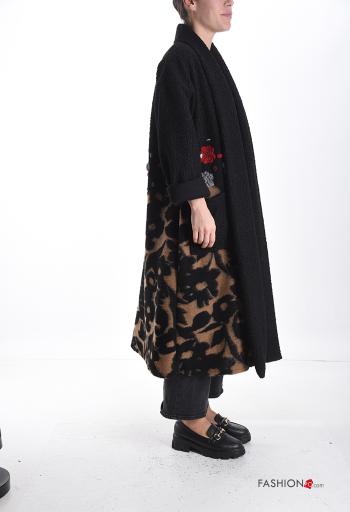 Floral oversized Wool Mix Duster Coat with pockets - ph 3