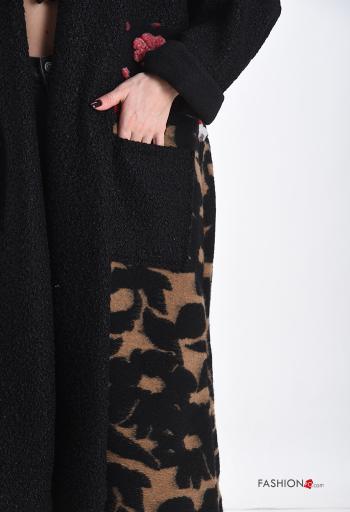 Floral oversized Wool Mix Duster Coat with pockets - ph 4