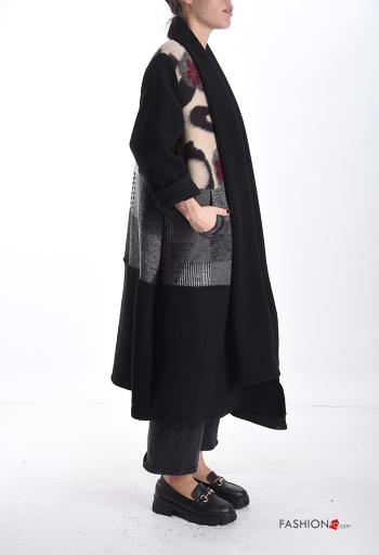 Abstract print oversized long sleeve Wool Mix Duster Coat with pockets - ph 3