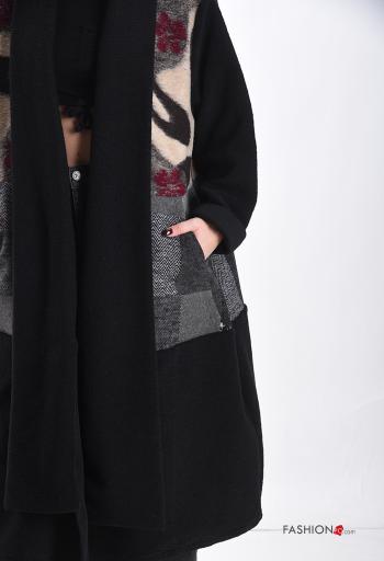 Abstract print oversized long sleeve Wool Mix Duster Coat with pockets - ph 4