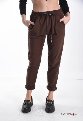 Pantalone sportivo garzato con tasche con coulisse - ph 1