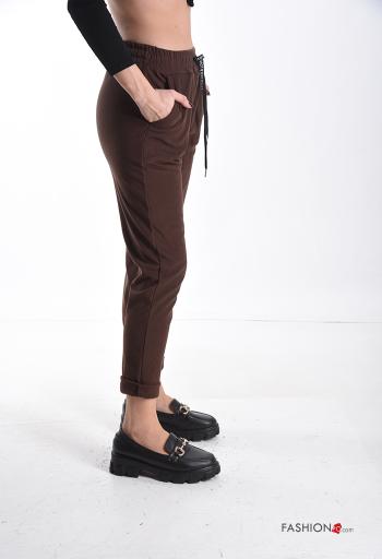 Pantalone sportivo garzato con tasche con coulisse - ph 3