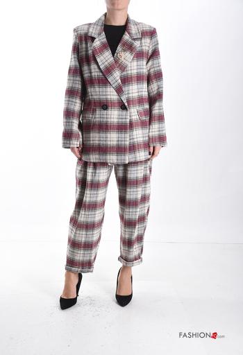 Conjunto de Algodón doble botonadura Estampado Vichy con bolsillos - ph 1