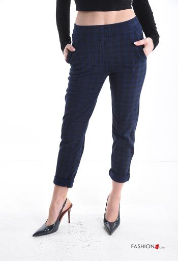 Pantalone skinny Fantasia tartan con tasche con elastico - ph 1