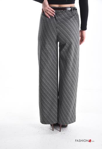 Pantalones wide leg Estampado Vichy con cinturón - ph 2