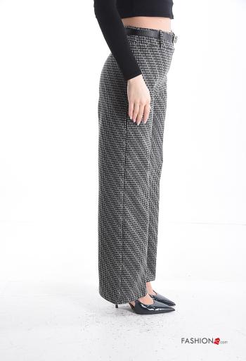 Pantalones wide leg Estampado Vichy con cinturón - ph 3