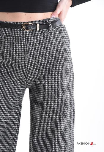 Pantalones wide leg Estampado Vichy con cinturón - ph 4