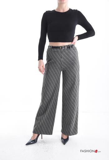 Pantalones wide leg Estampado Vichy con cinturón - ph 5