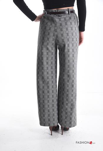 Pantalones wide leg Estampado Vichy con cinturón - ph 2