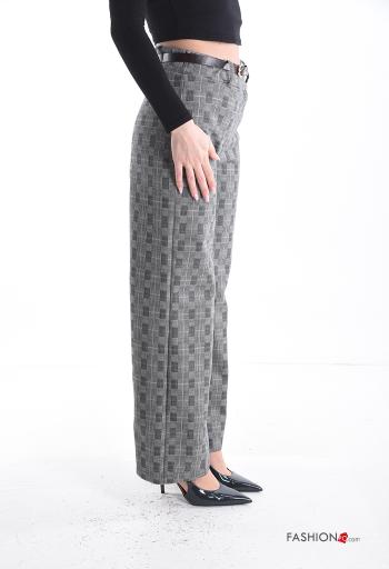 Pantalones wide leg Estampado Vichy con cinturón - ph 3