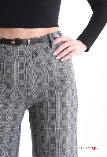 Pantalones wide leg Estampado Vichy con cinturón - ph 4