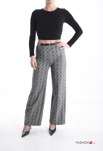 Pantalones wide leg Estampado Vichy con cinturón - ph 5